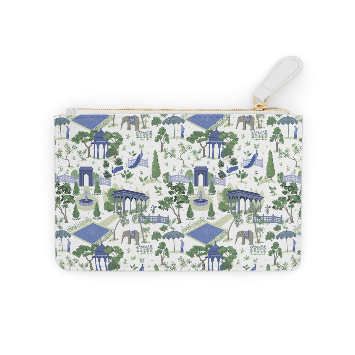 Mini Clutch Bag — Blue & Green Garden Chinoiserie Pattern Cosmetic Pouch