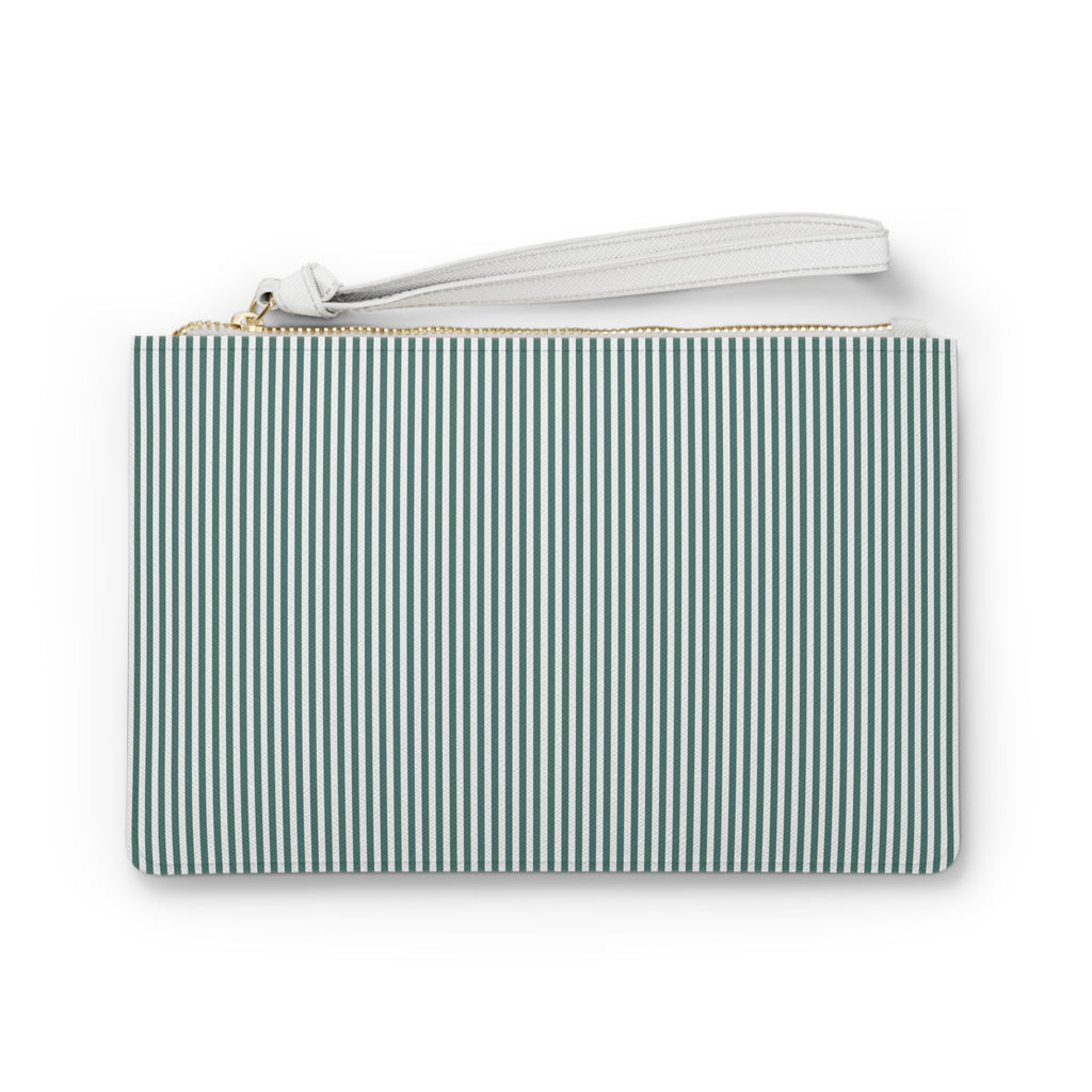 Striped Wristlet Clutch Bag — Teal Pinstripe Accessory