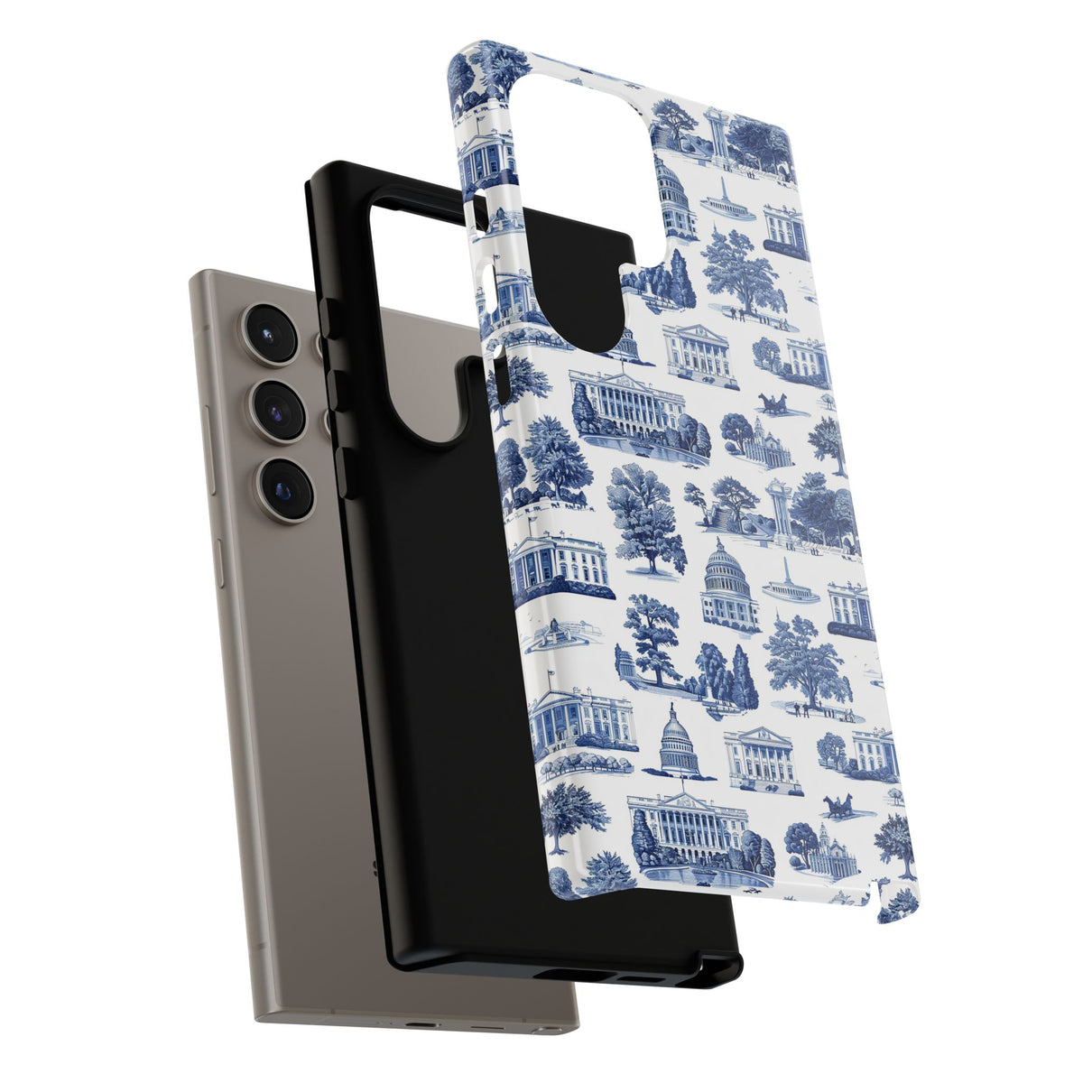 Washington DC Toile Phone Case — Blue Scenic Capitol Protective Tough Case