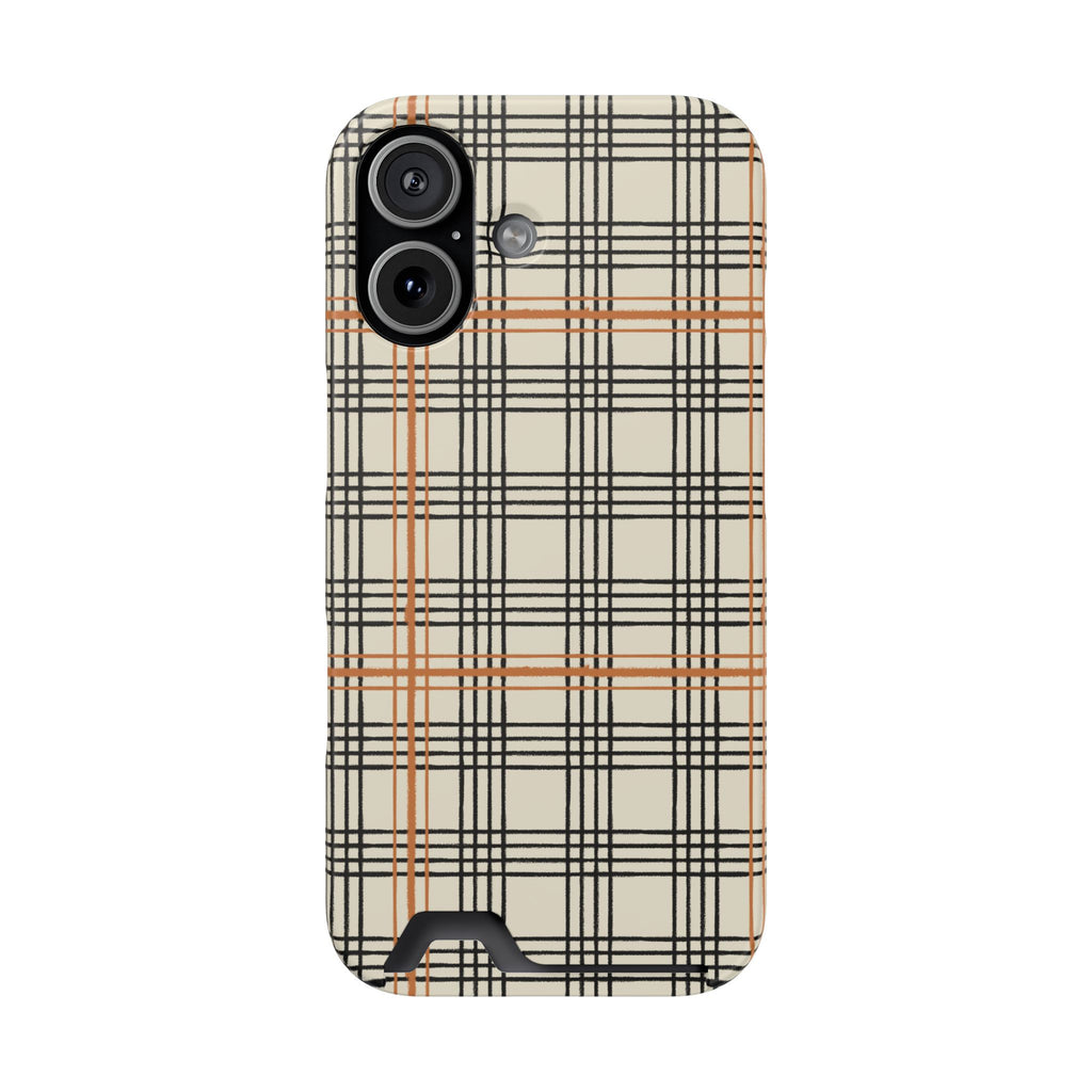 Plaid Card-Holder Phone Case — Slim Protective Wallet Case