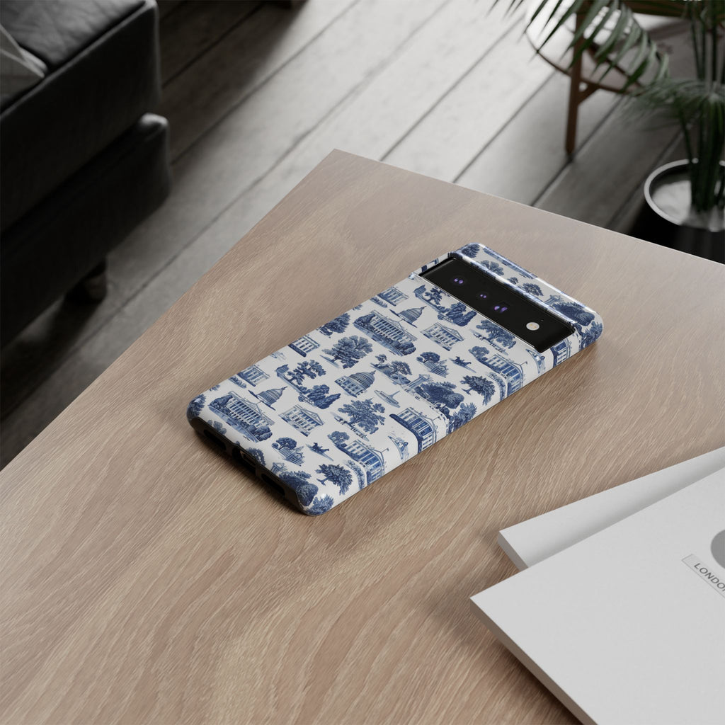 Washington DC Toile Phone Case — Blue Scenic Capitol Protective Tough Case