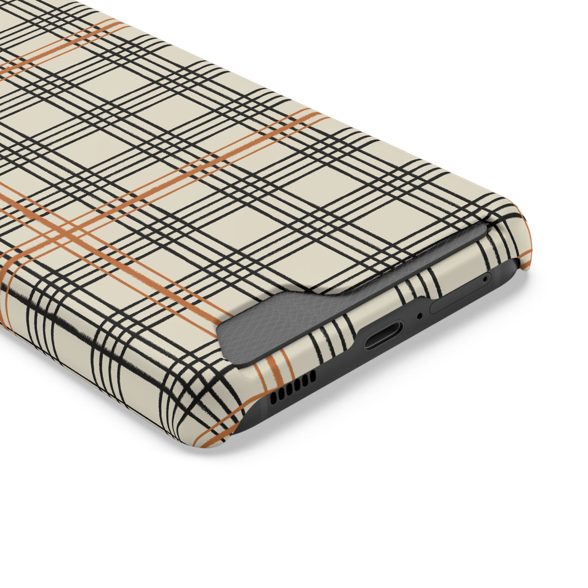 Plaid Card-Holder Phone Case — Slim Protective Wallet Case
