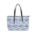 Blue Toile Print PU Shoulder Bag