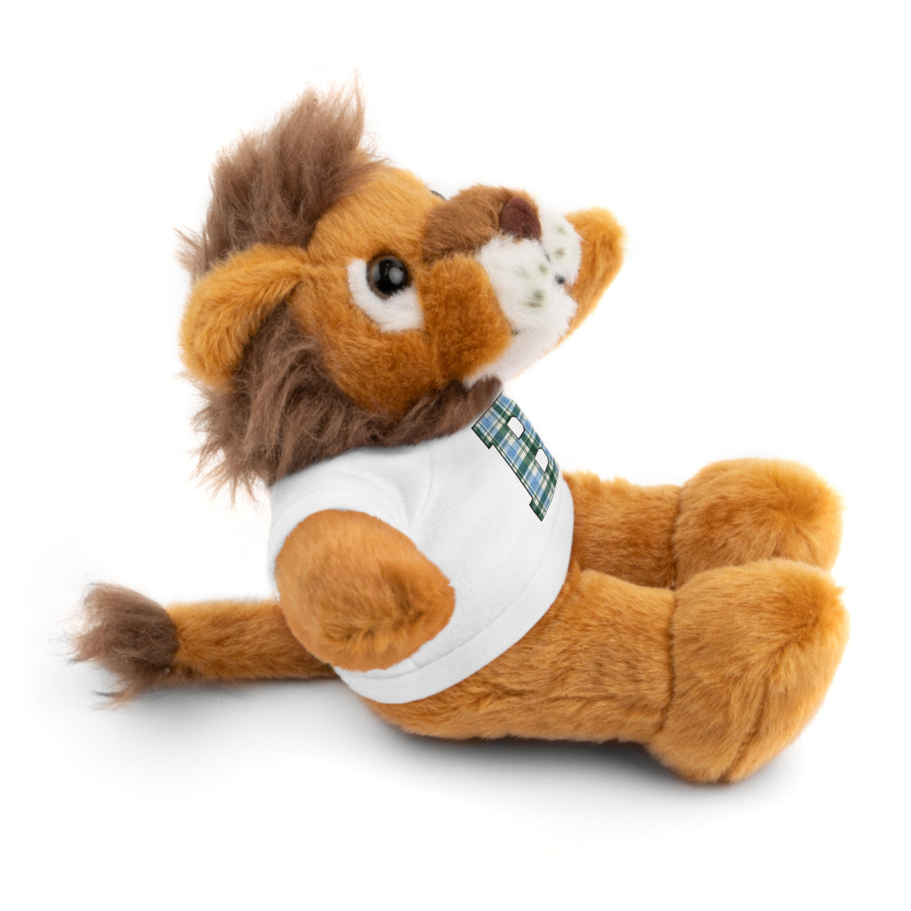 Plush Bear with Plaid Monogram Tee — Personalized Initial 'B' Stuffed Animal Gift