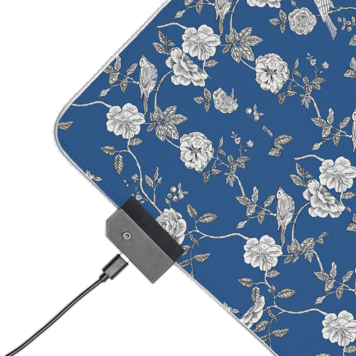 Blue Floral LED Gaming Mouse Pad — RGB Extended Desk Mat