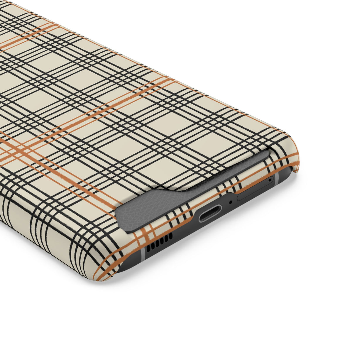 Plaid Card-Holder Phone Case — Slim Protective Wallet Case