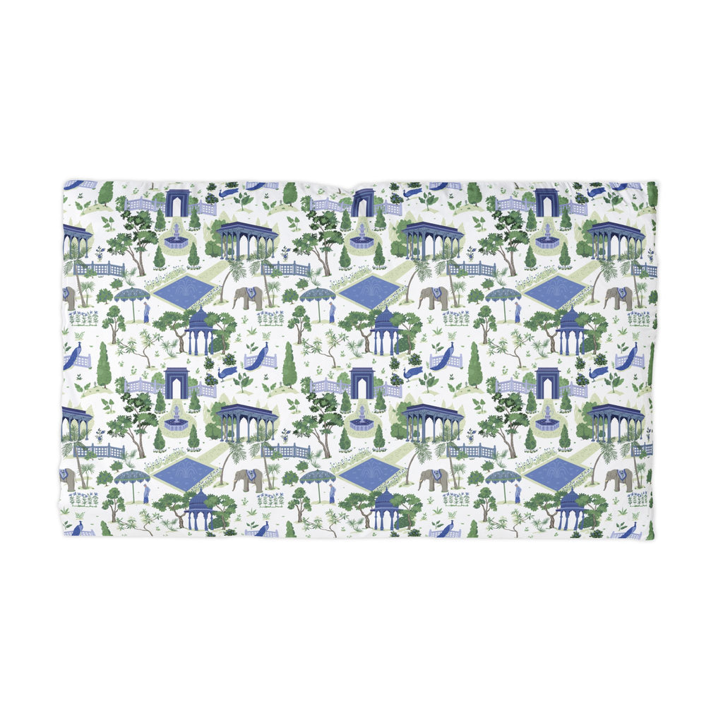 Garden Pavilion Pattern Pillowcase — Blue & Green Toile Microfiber Pillowcase