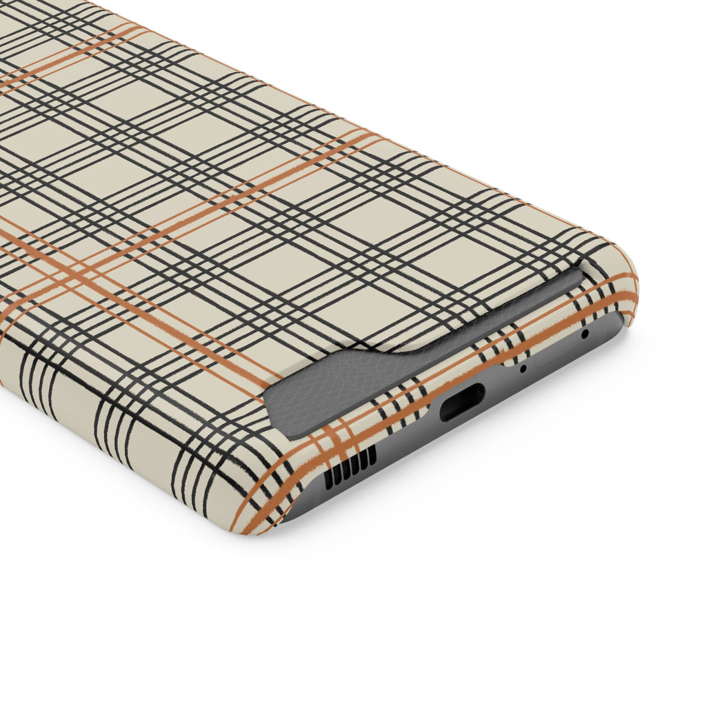Plaid Card-Holder Phone Case — Slim Protective Wallet Case