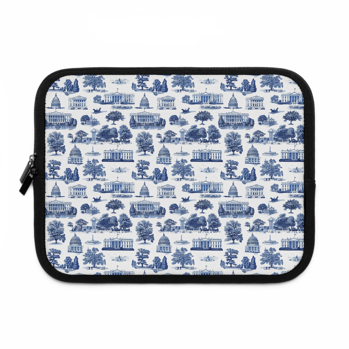 Capitol Toile Laptop Sleeve — Blue Washington D.C. Landmark Pattern