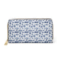 Blue Toile Zipper Wallet — Vintage Scenic Print Leather Wallet