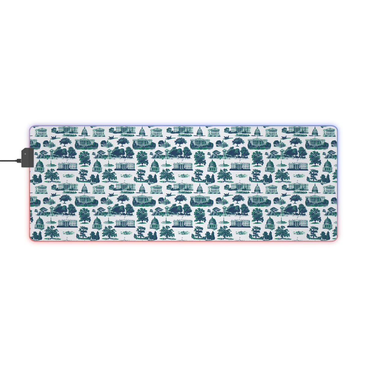 LED Gaming Mouse Pad — RGB Edge Large Desk Mat (Blue Stripe Pattern)