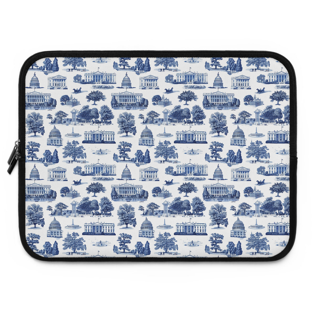 Capitol Toile Laptop Sleeve — Blue Washington D.C. Landmark Pattern
