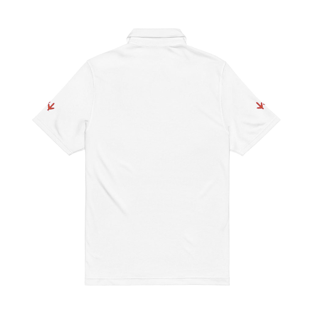 Embroidered White Polo Shirt — Sporty Under Armour Men's Golf Polo with Red Crest