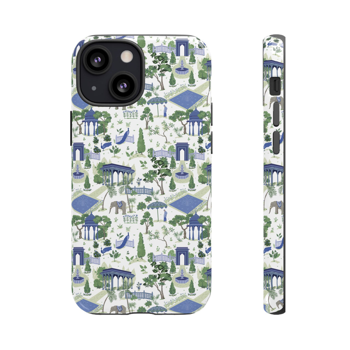 Garden Pavilion Phone Case — Blue & Green Toile Protective iPhone Cover