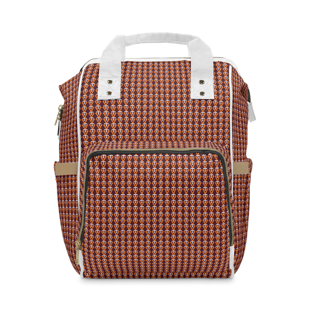 Rust Woven Pattern Diaper Backpack — Multifunctional Baby Changing Bag