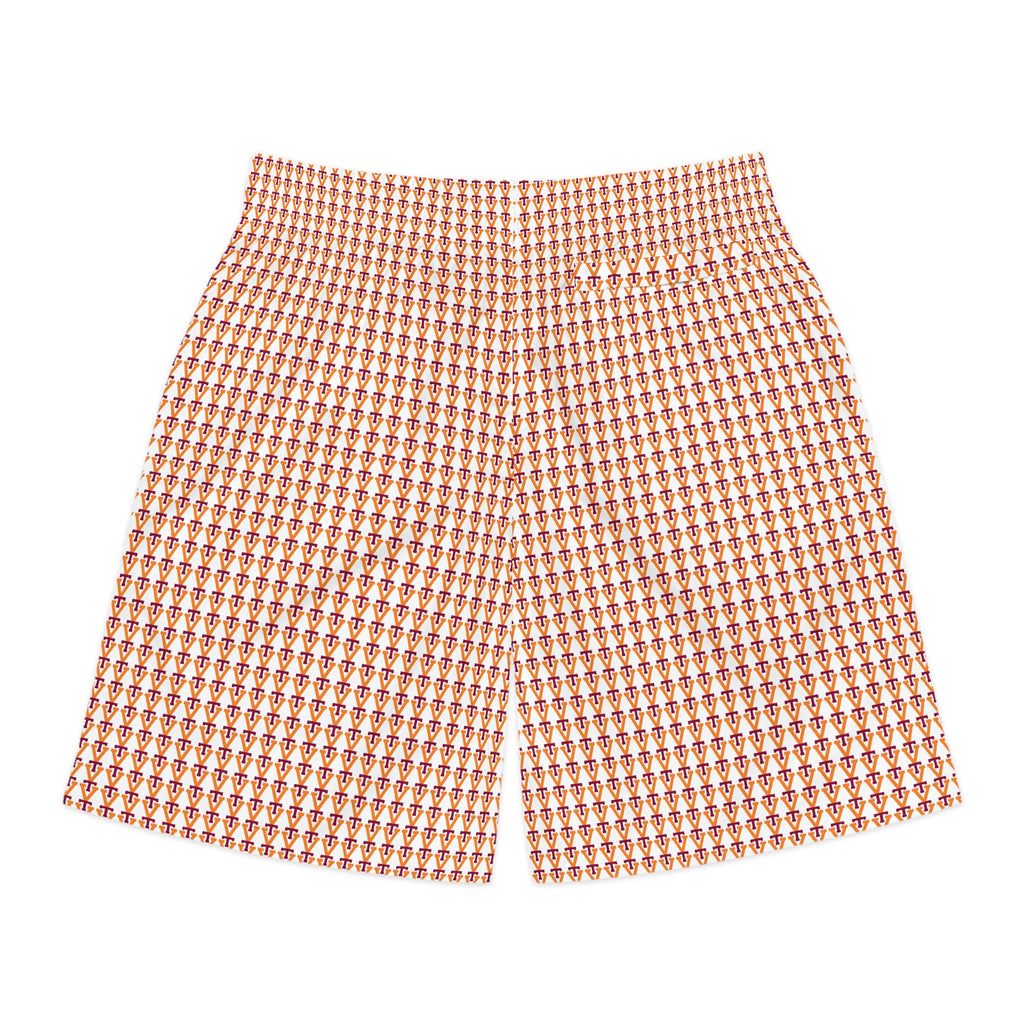 Men's Jogger Shorts — Retro Orange Checker All-Over Print