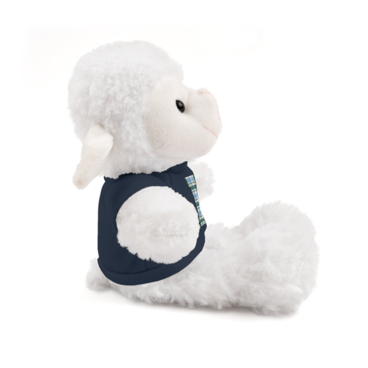 Plush Bear with Plaid Monogram Tee — Personalized Initial 'B' Stuffed Animal Gift