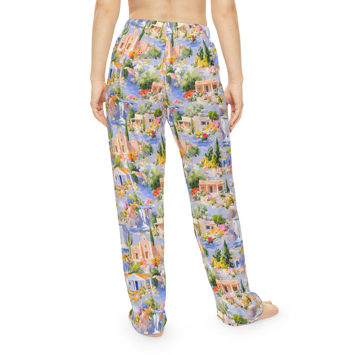 Coastal Village Women's Pajama Pants - Watercolor Mediterranean Print