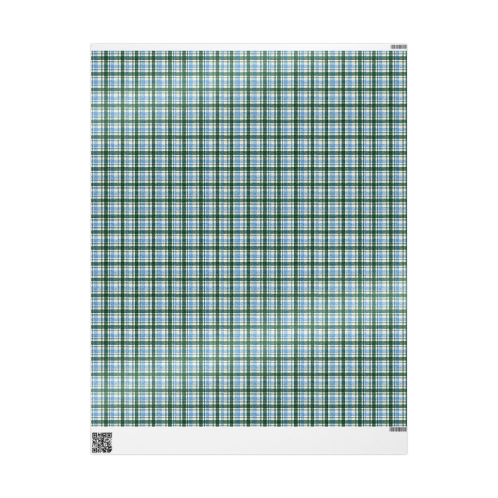 Plaid Wrapping Paper Roll — Blue & Green Tartan Gift Wrap