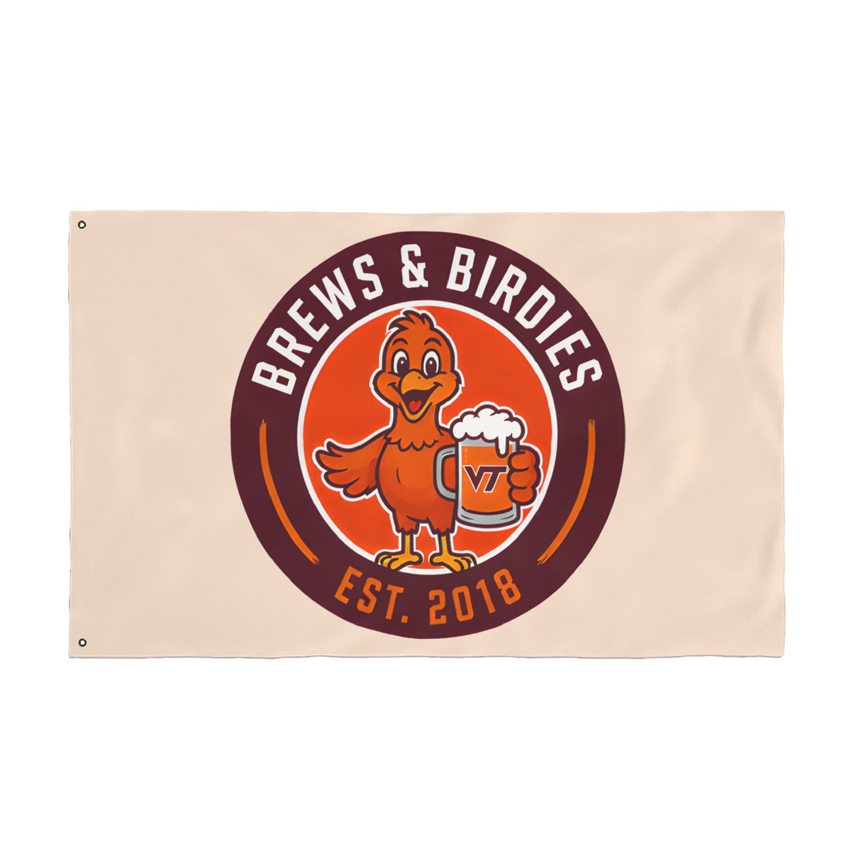 Brews & Birdies Double-Sided Flag — Beer Club Golf Team Banner (Est. 2018)