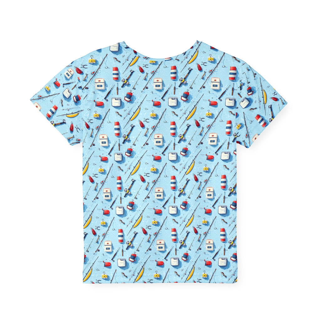 Kids Jersey — Blue Fishing & Nautical Sports All-Over Print