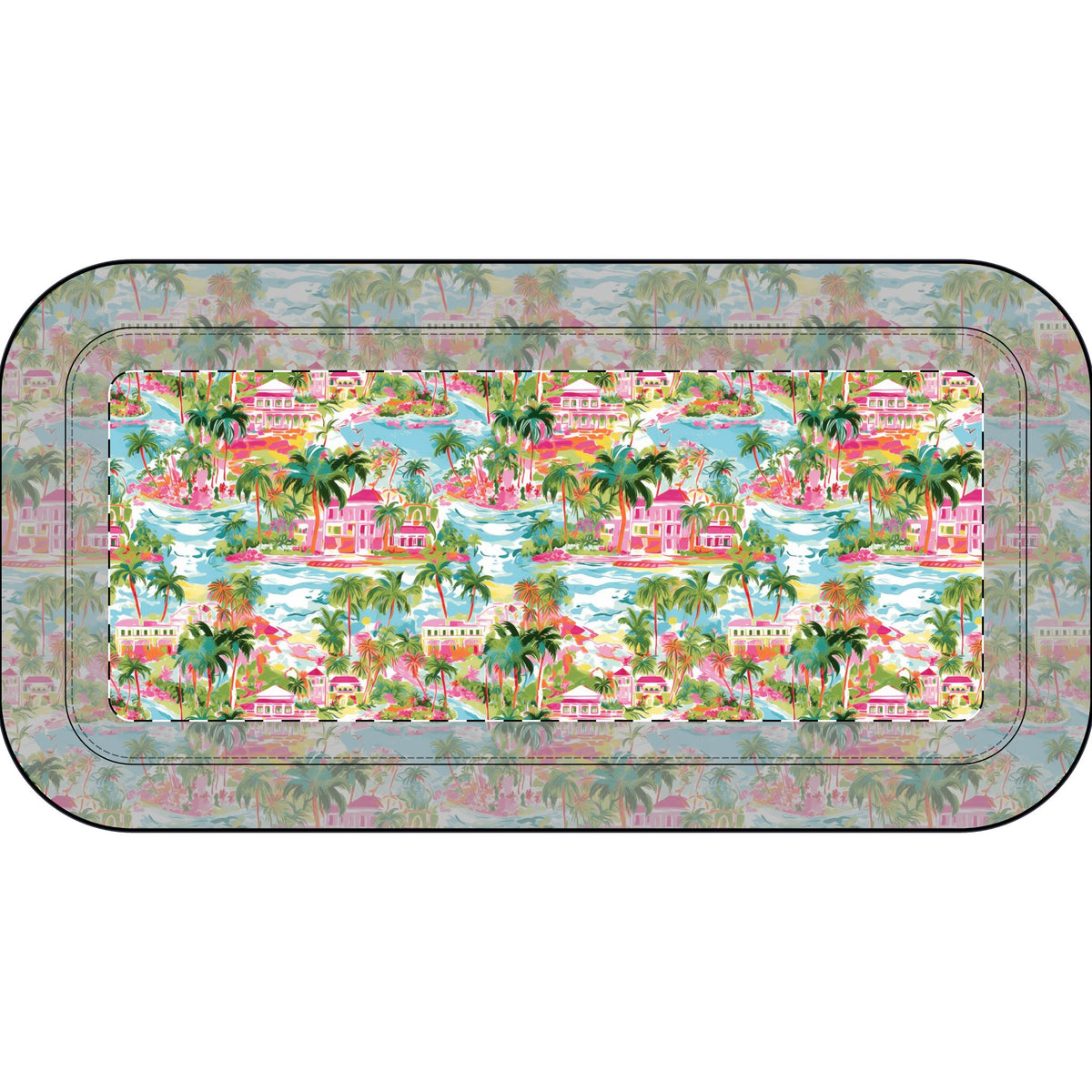 Tropical Beach Print Pencil Case — Pink Island Paradise Stationery Pouch