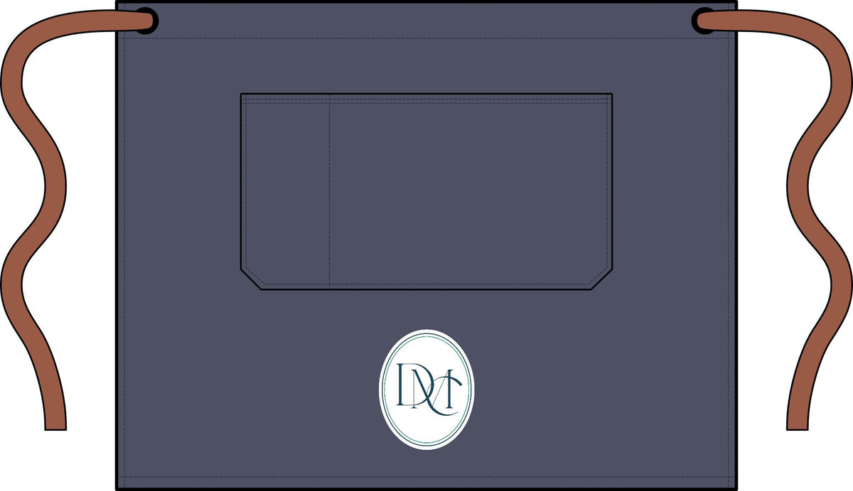 Denim Half Apron — Classic Waist Apron with Monogram Pocket