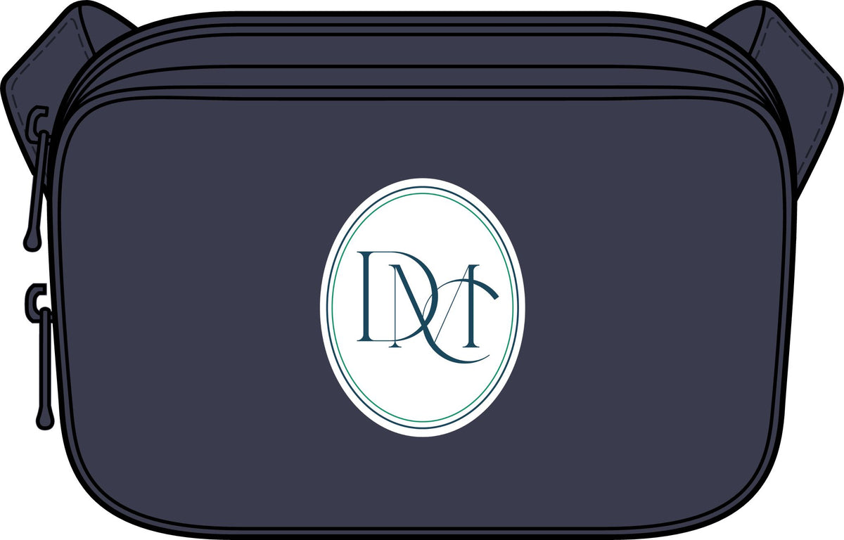 Monogram Crossbody Bag — Matte Dual-Compartment Crossbody with Circle Initials