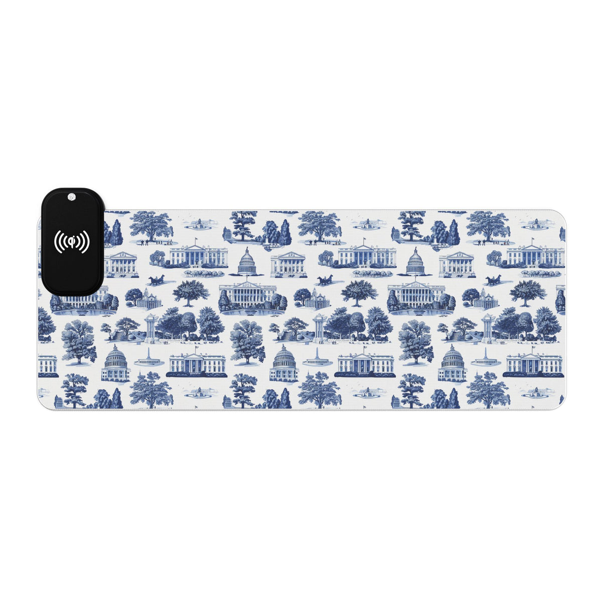 Blue Toile LED Gaming Mouse Pad with Wireless Charger — Extended RGB Desk Mat