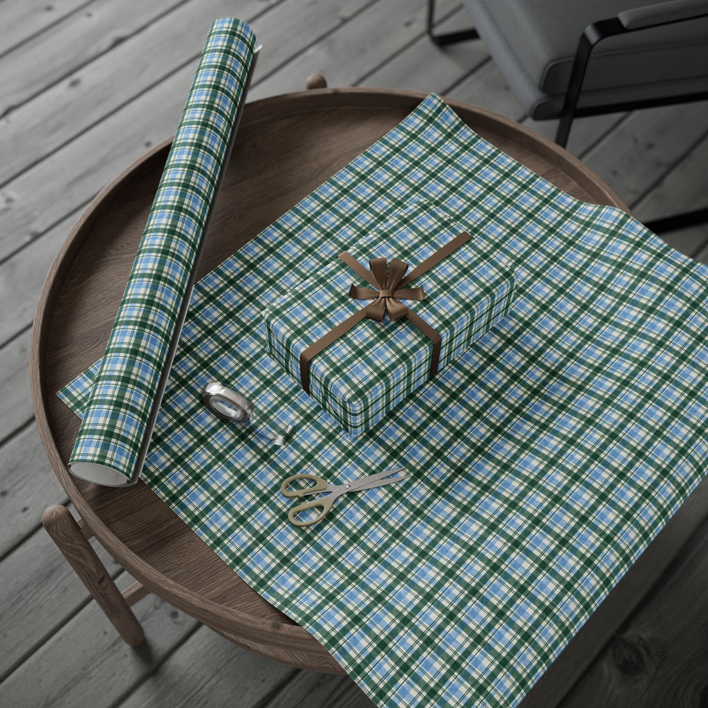 Plaid Wrapping Paper Roll — Blue & Green Tartan Gift Wrap