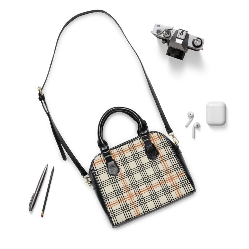 Plaid Shoulder Handbag — Classic Beige Check Tote
