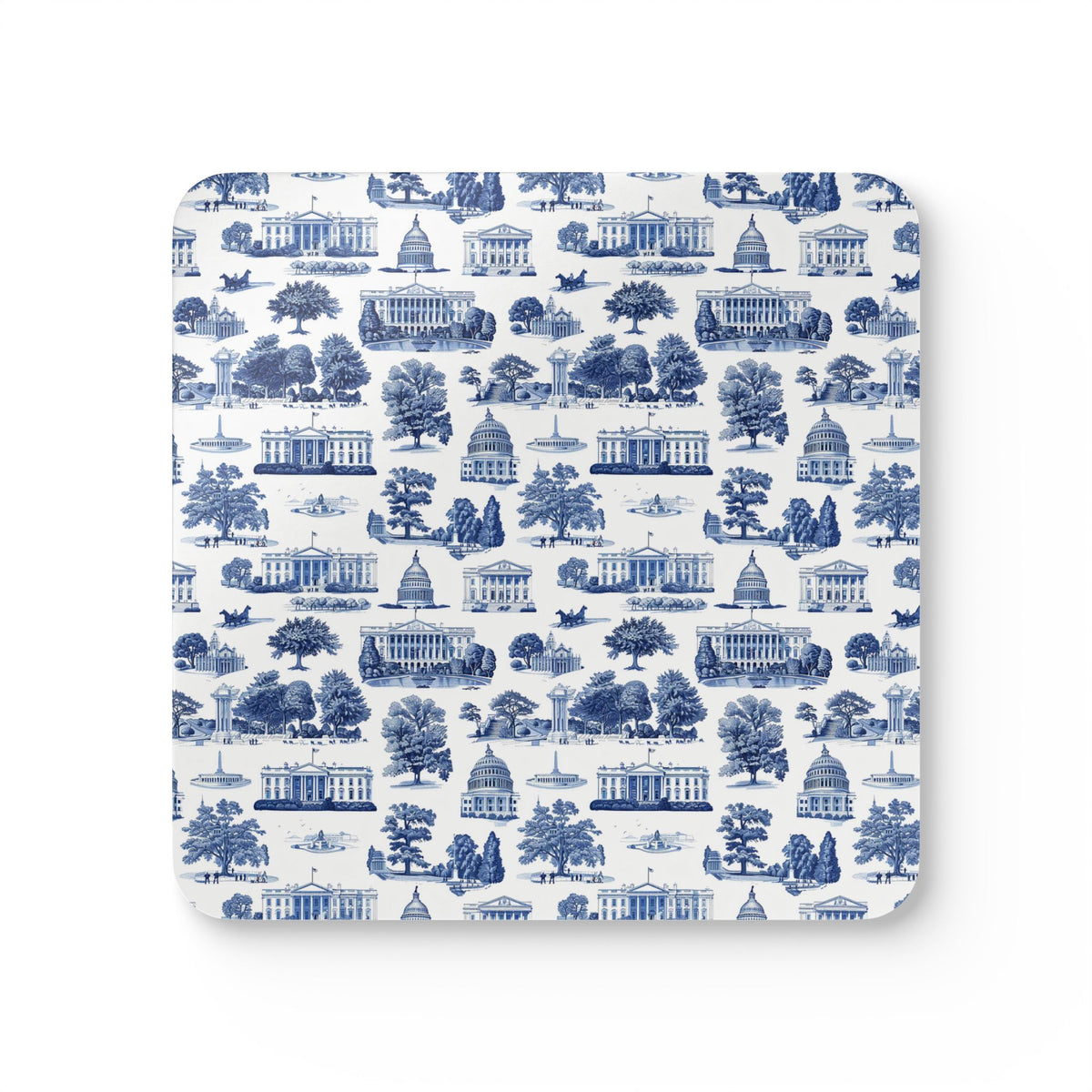 Blue Toile Washington D.C. Landmark Coasters (Set of 4)