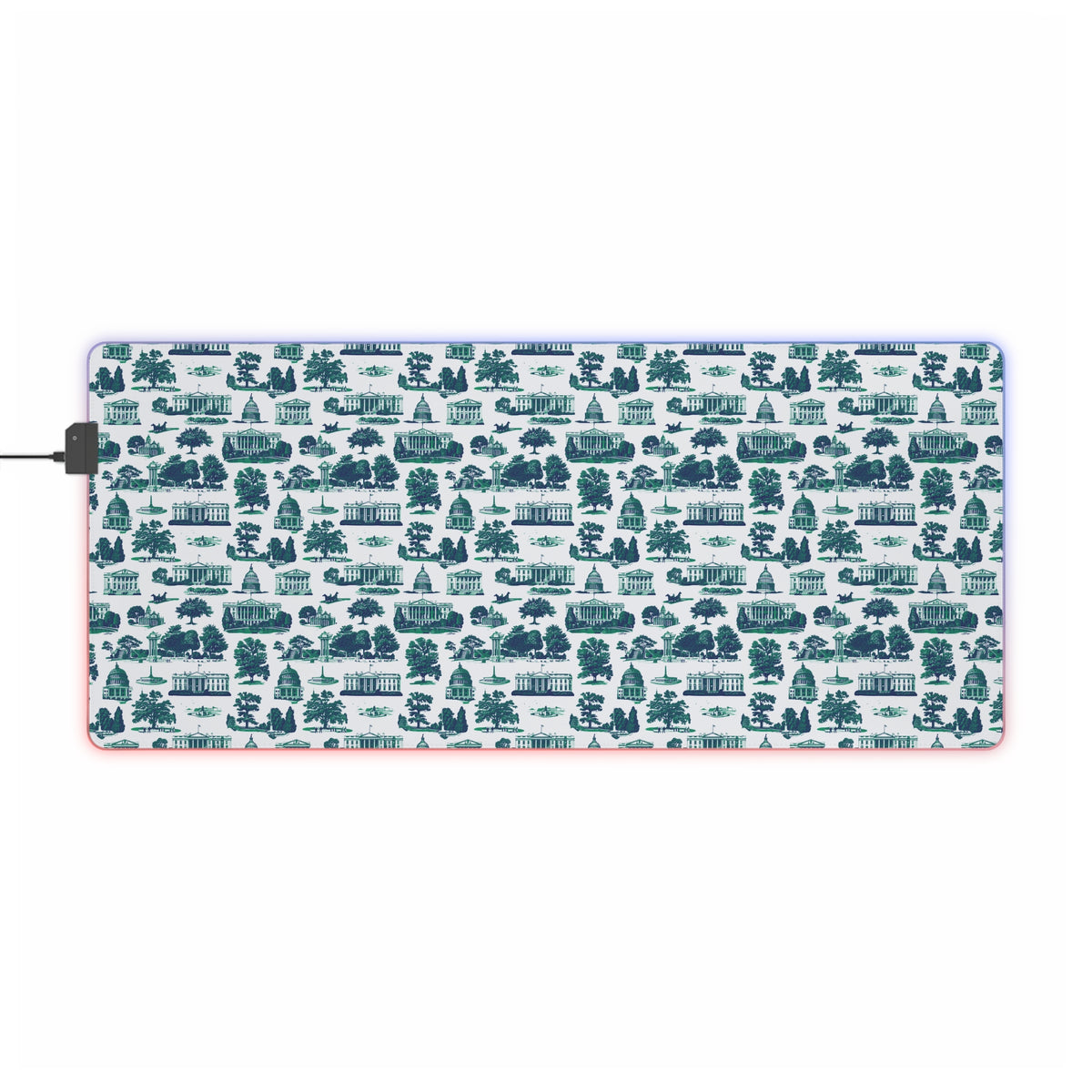 LED Gaming Mouse Pad — RGB Edge Large Desk Mat (Blue Stripe Pattern)