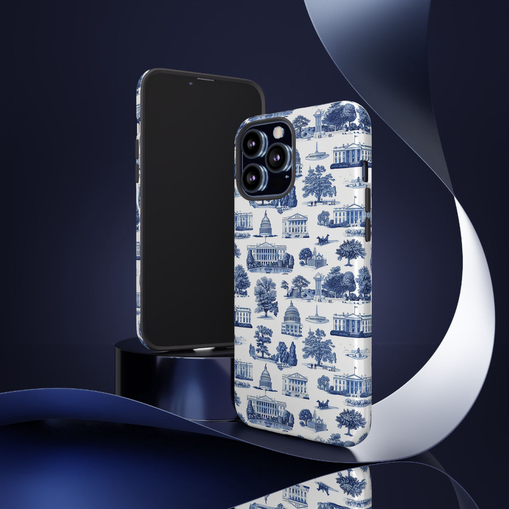 Washington DC Toile Phone Case — Blue Scenic Capitol Protective Tough Case