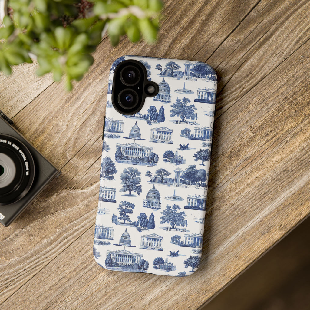 Washington DC Toile Phone Case — Blue Scenic Capitol Protective Tough Case