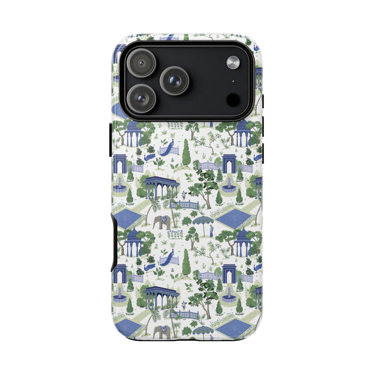 Garden Pavilion Phone Case — Blue & Green Toile Protective iPhone Cover