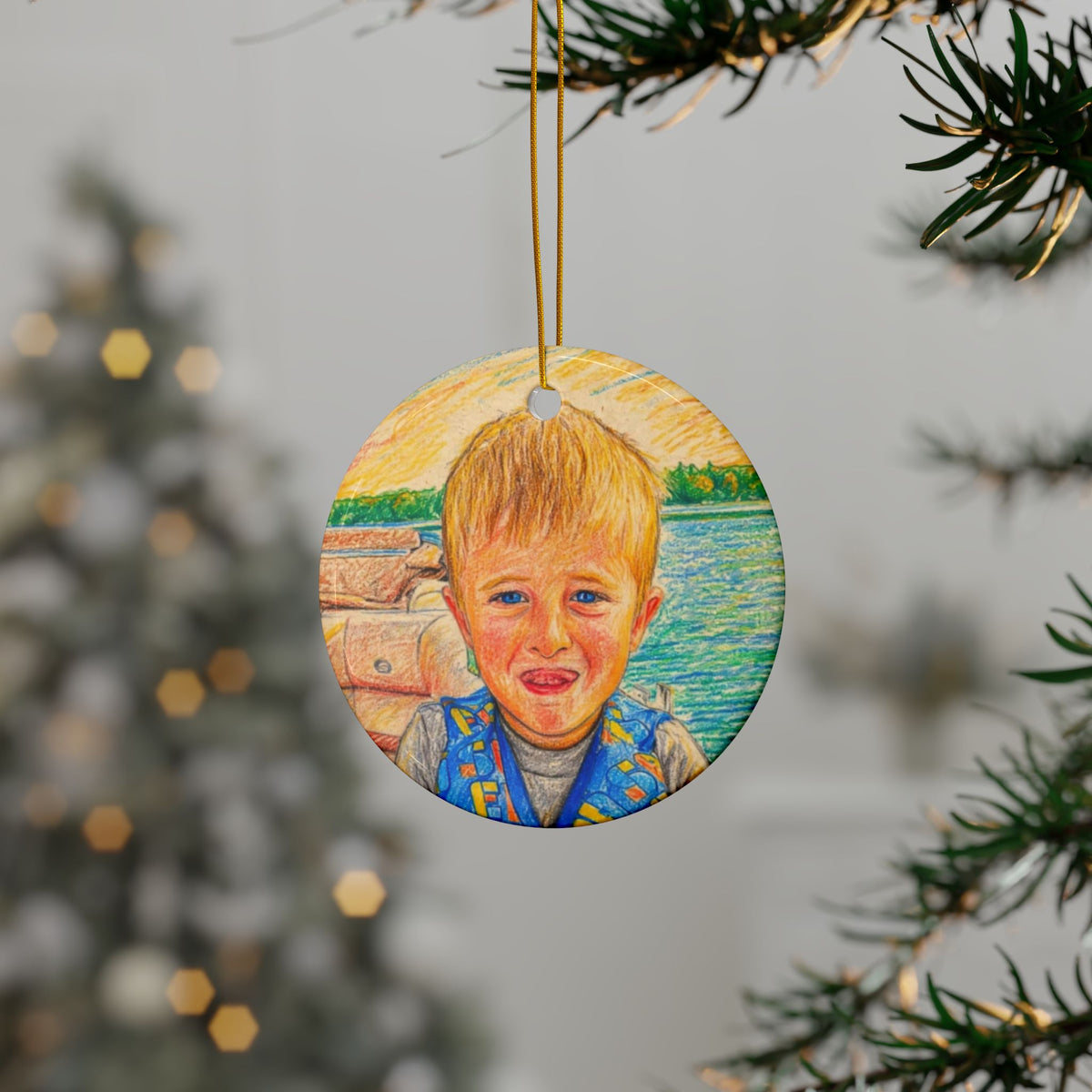 Personalized Photo Ceramic Ornament — Custom Double-Sided Holiday Keepsake