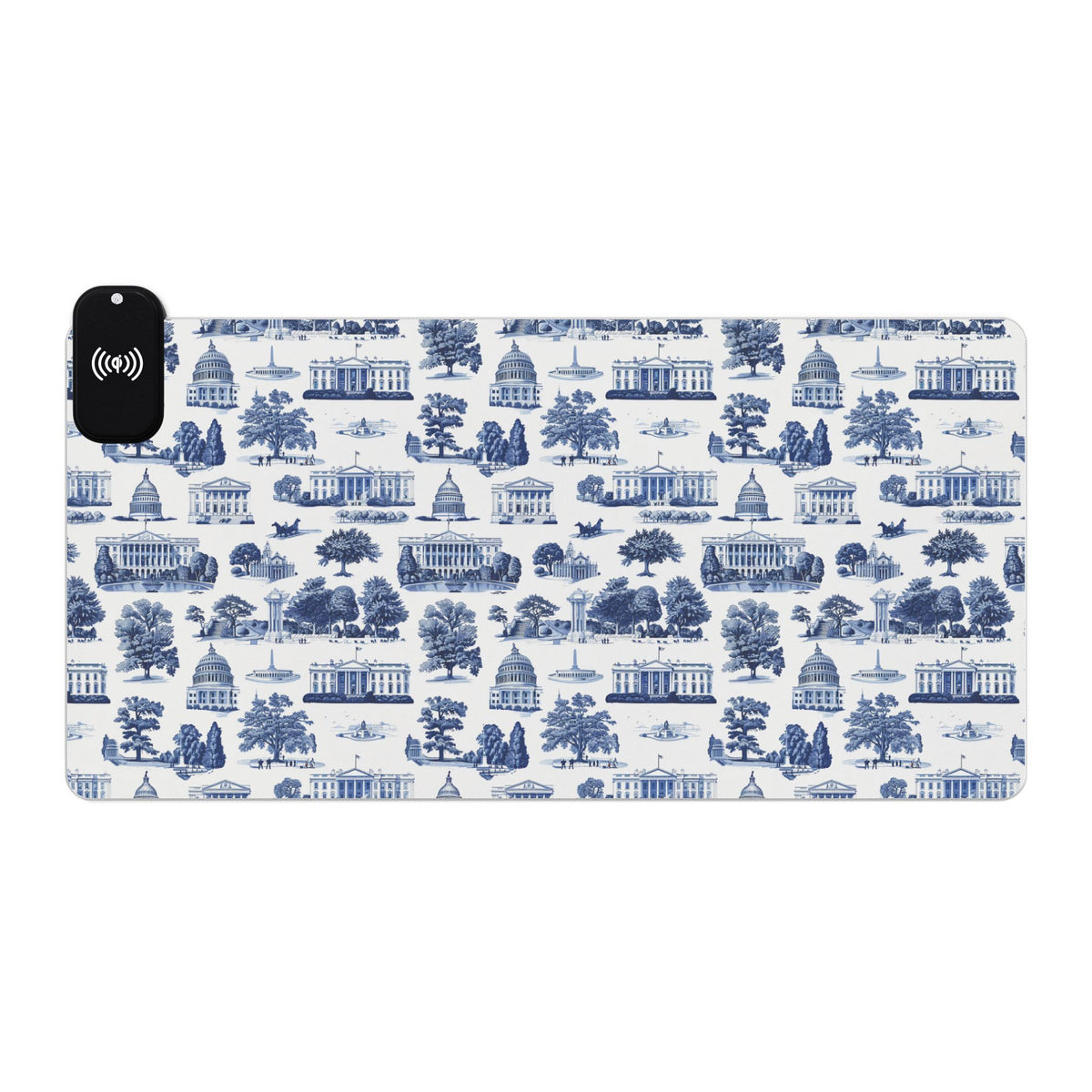 Blue Toile LED Gaming Mouse Pad with Wireless Charger — Extended RGB Desk Mat