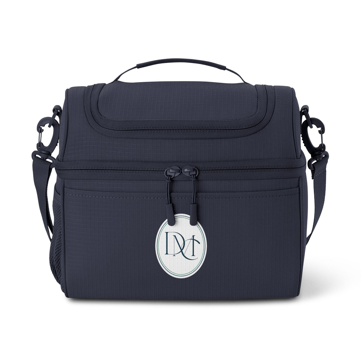 Navy Insulated Cooler Bag with Monogram Embroidery — Portable Lunch Tote for Work, School & Picnics