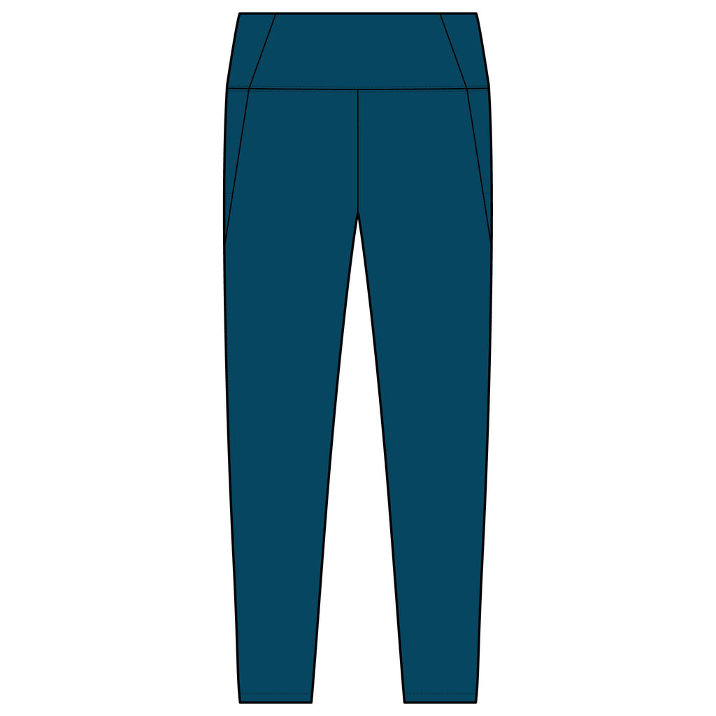Women's Active Leggings - Teal Performance Leggings with Subtle Monogram Accent