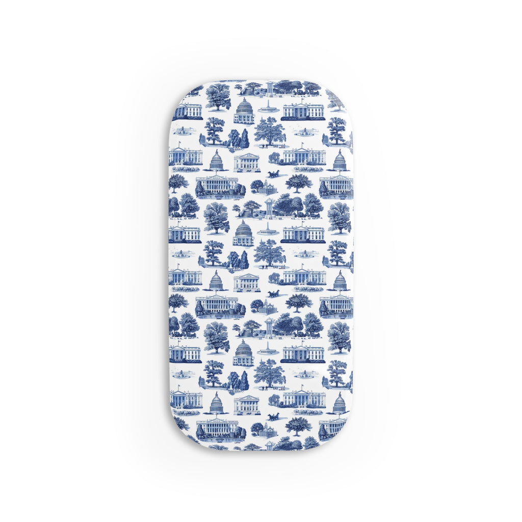 Blue Toile Cityscape Phone Grip — Click-On Stand & Hold
