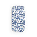 Blue Toile Cityscape Phone Grip — Click-On Stand & Hold