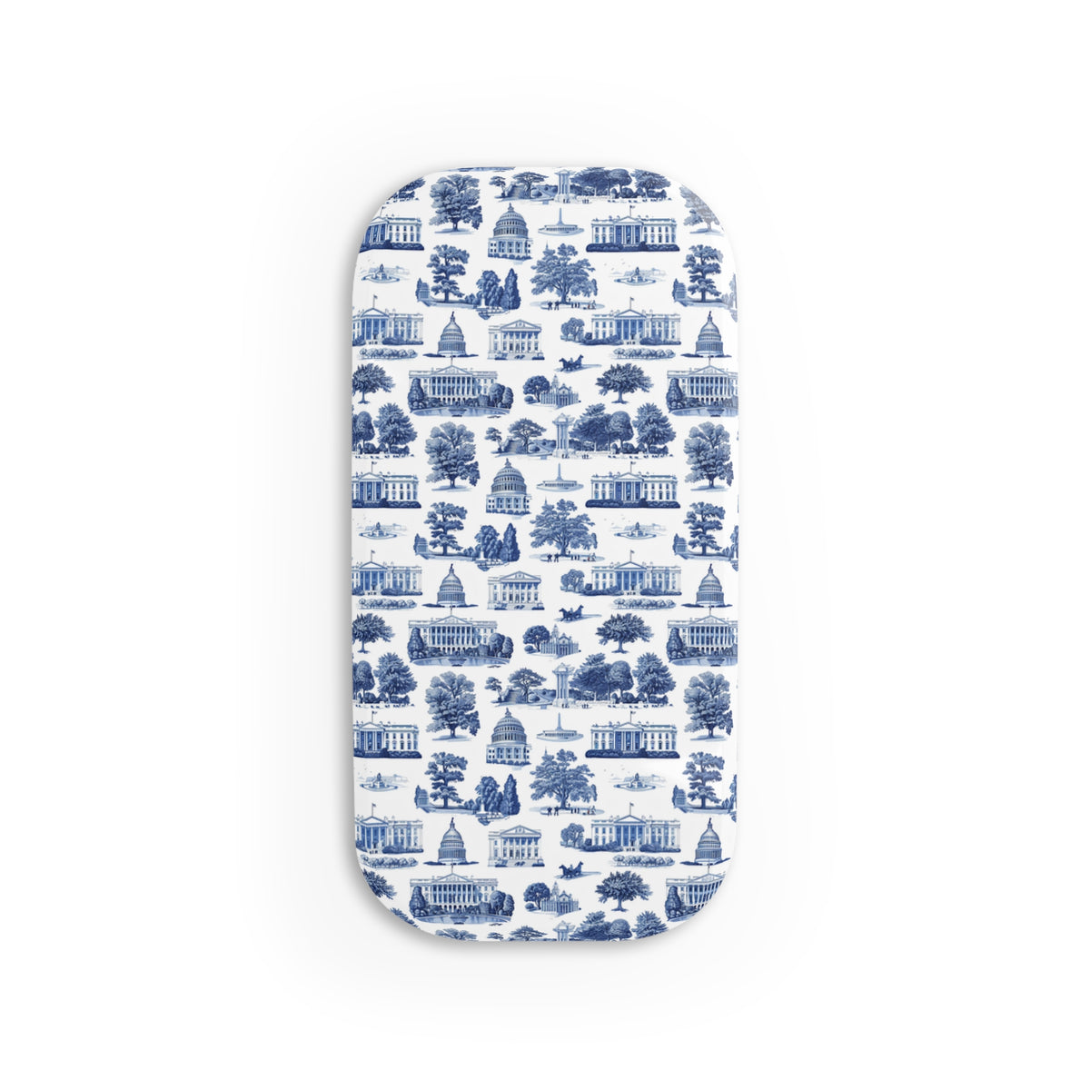 Blue Toile Cityscape Phone Grip — Click-On Stand & Hold