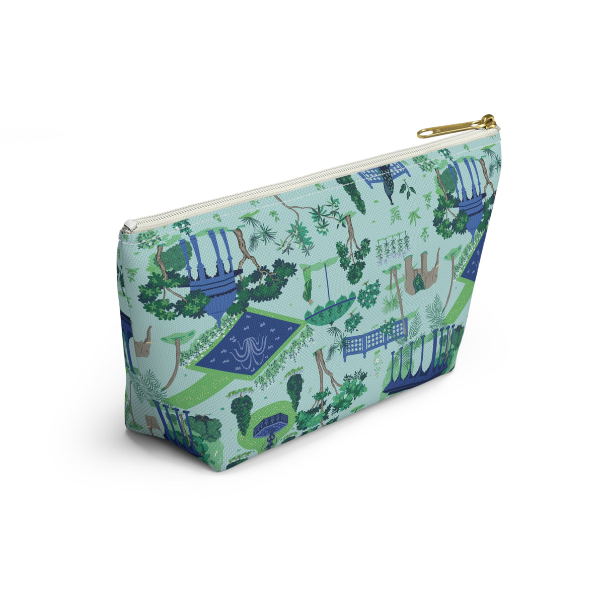 Garden Pavilion Accessory Pouch — Toile Print Cosmetic Bag