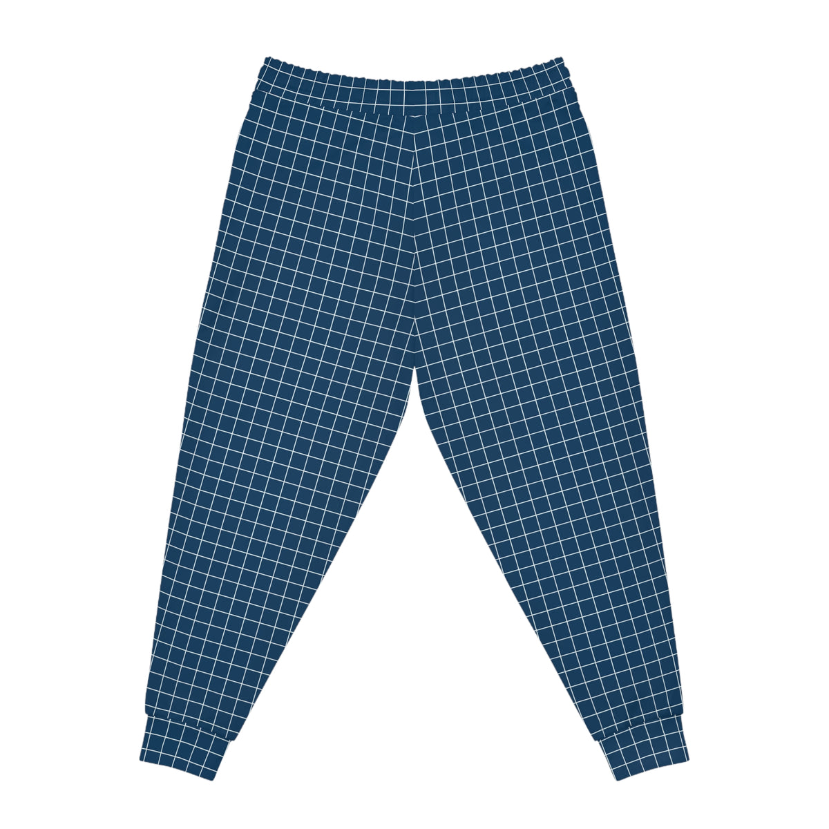 Navy Grid Athletic Joggers — Men's Active Plaid Sweatpants
