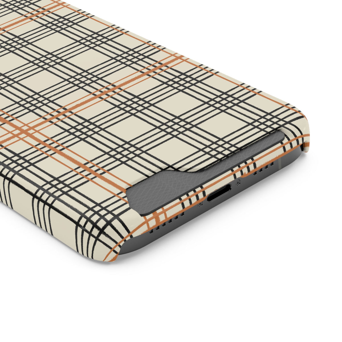 Plaid Card-Holder Phone Case — Slim Protective Wallet Case