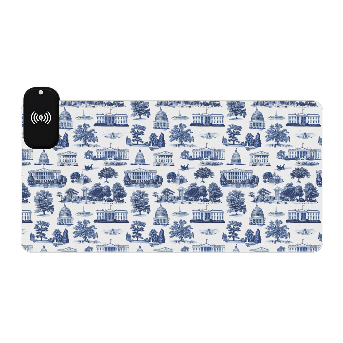 Blue Toile LED Gaming Mouse Pad with Wireless Charger — Extended RGB Desk Mat