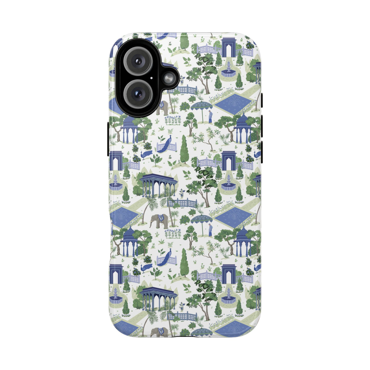 Garden Pavilion Phone Case — Blue & Green Toile Protective iPhone Cover