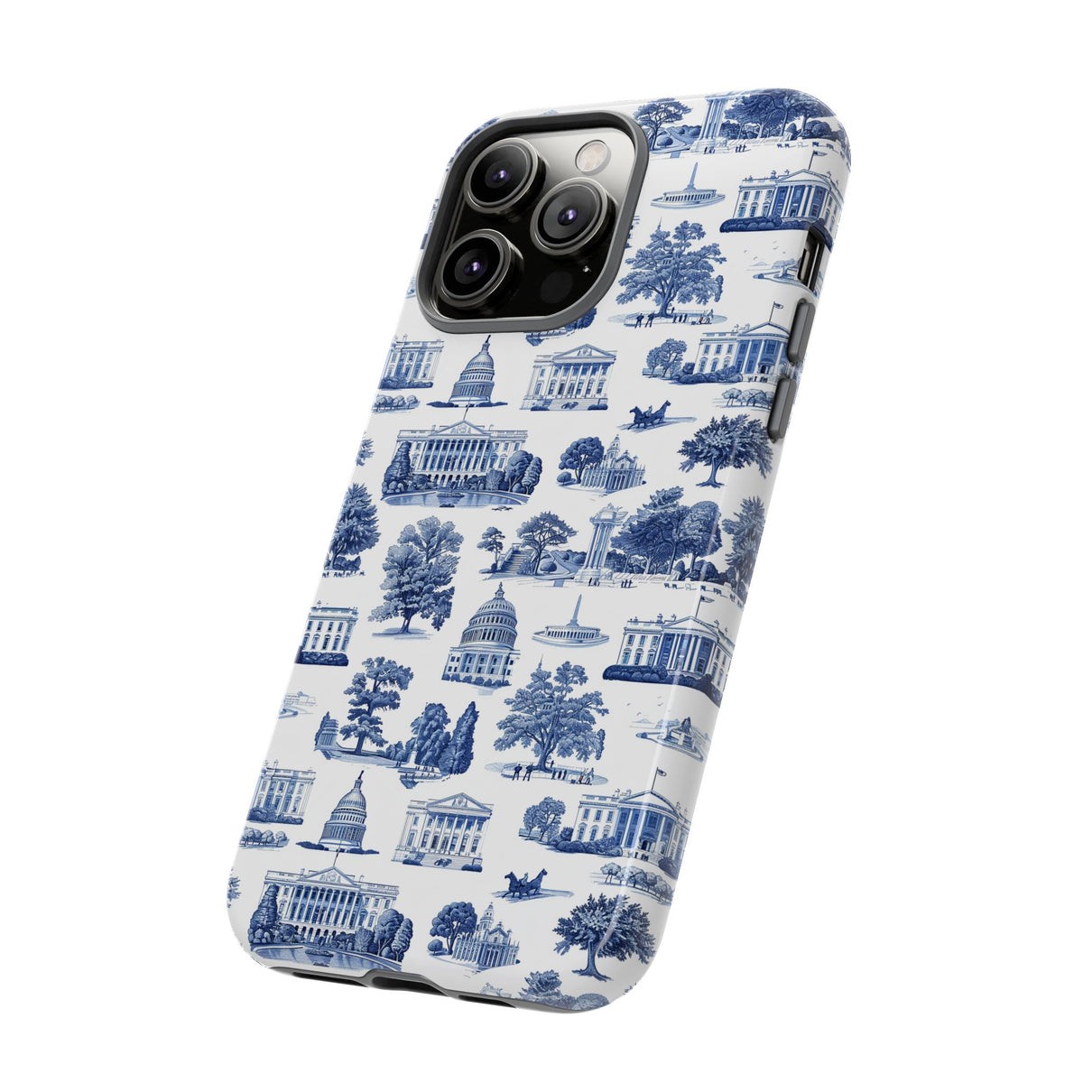Washington DC Toile Phone Case — Blue Scenic Capitol Protective Tough Case