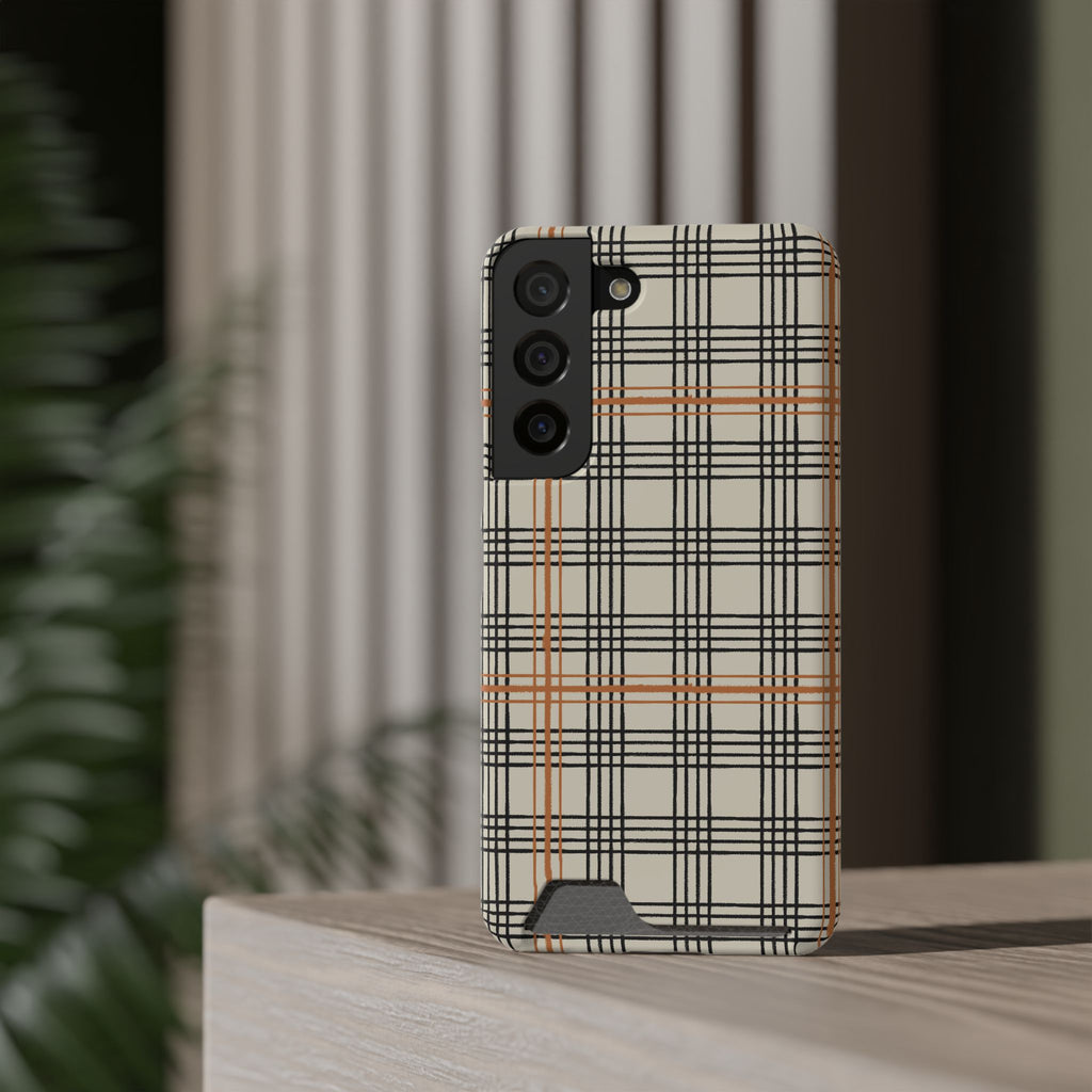 Plaid Card-Holder Phone Case — Slim Protective Wallet Case